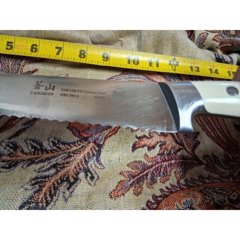 Cangshan (59700) Serrated 9-Inch Bread Knife With White Handle German Steel Bla